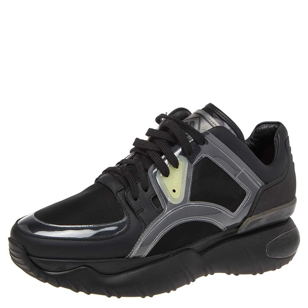 Made from PVC, mesh, and leather, these low-top Fendi sneakers offer the perfect look of luxury for one's everyday style. They're secured with laces, lined with fabric on the insoles, and finished with black rubber soles.

