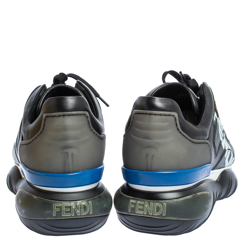 Fendi Low Top Turnschuhe aus schwarzem Leder und Gummi Fendi-Fila Mania Logo Größe 40 im Zustand „Neu“ in Dubai, Al Qouz 2