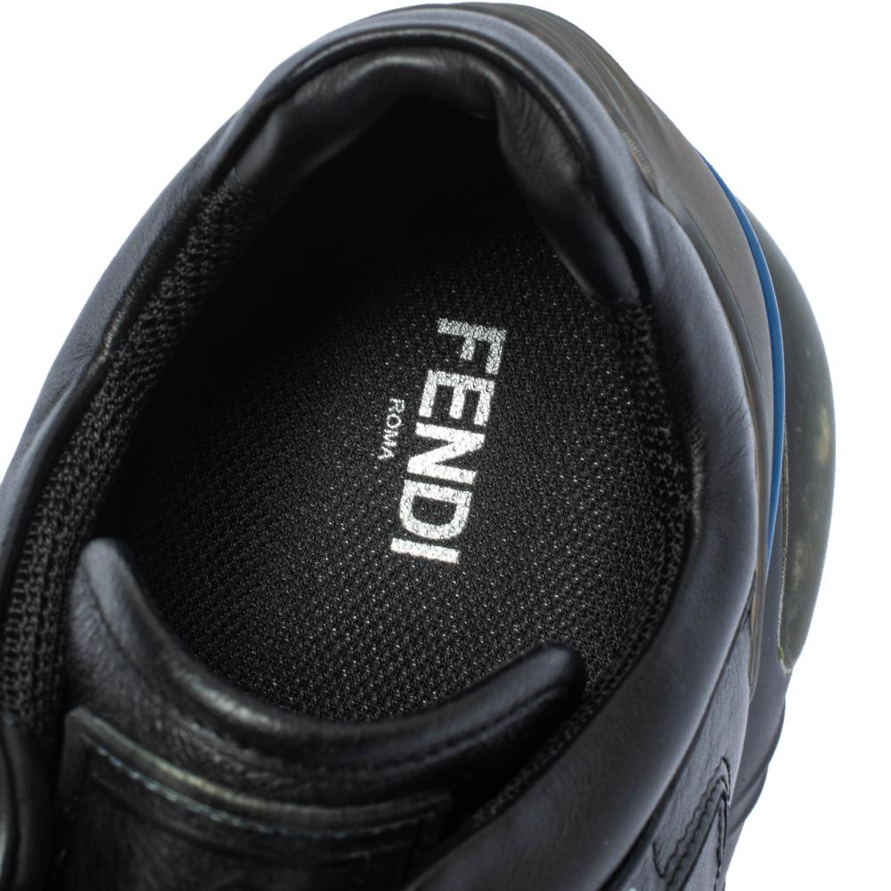 Fendi Low Top Turnschuhe aus schwarzem Leder und Gummi Fendi-Fila Mania Logo Größe 40 1