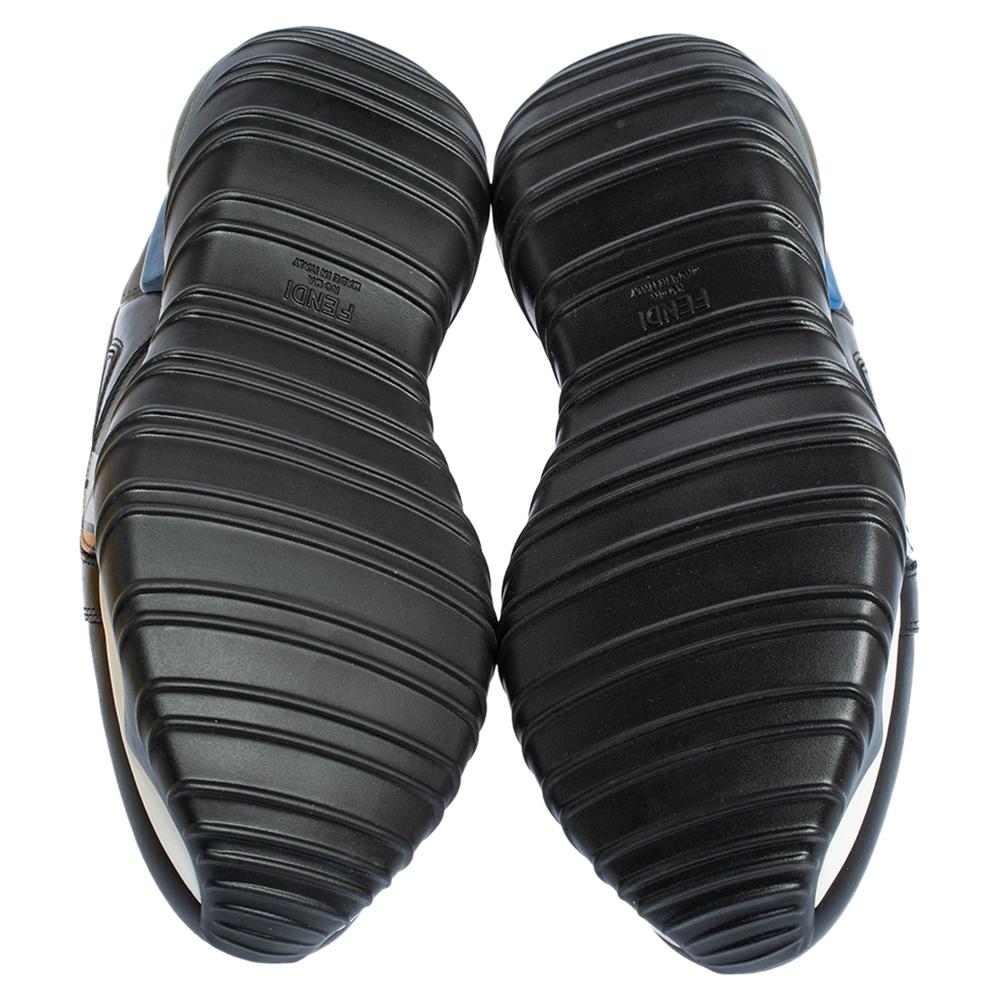 Fendi Low Top Turnschuhe aus schwarzem Leder und Gummi Fendi-Fila Mania Logo Größe 40 2