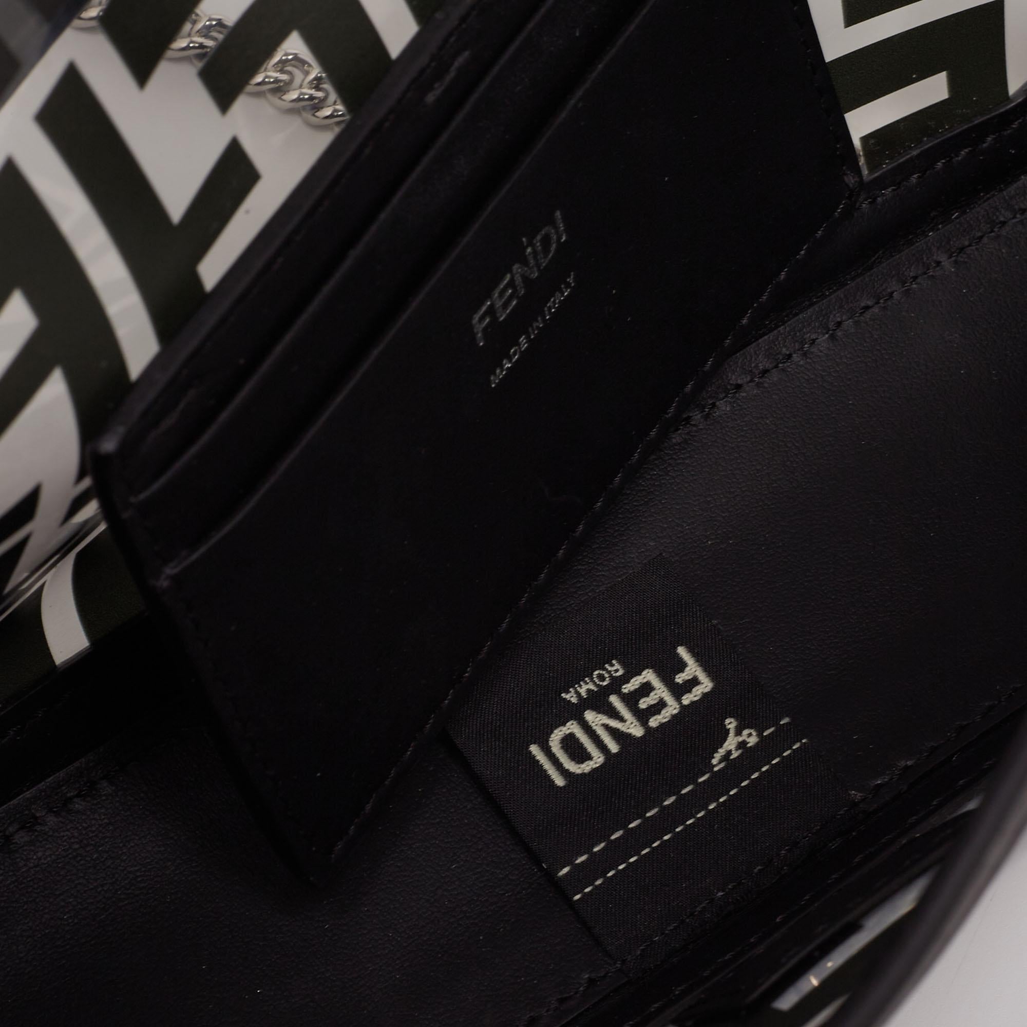 Fendi Black Leather and Zucca PVC Mini Baguette Bag 4