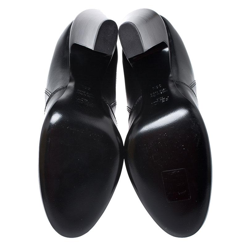 Women's Fendi Black Leather Ankle Boots Size 38.5