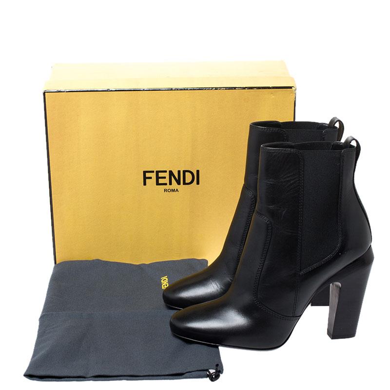 Fendi Black Leather Ankle Boots Size 38.5 4