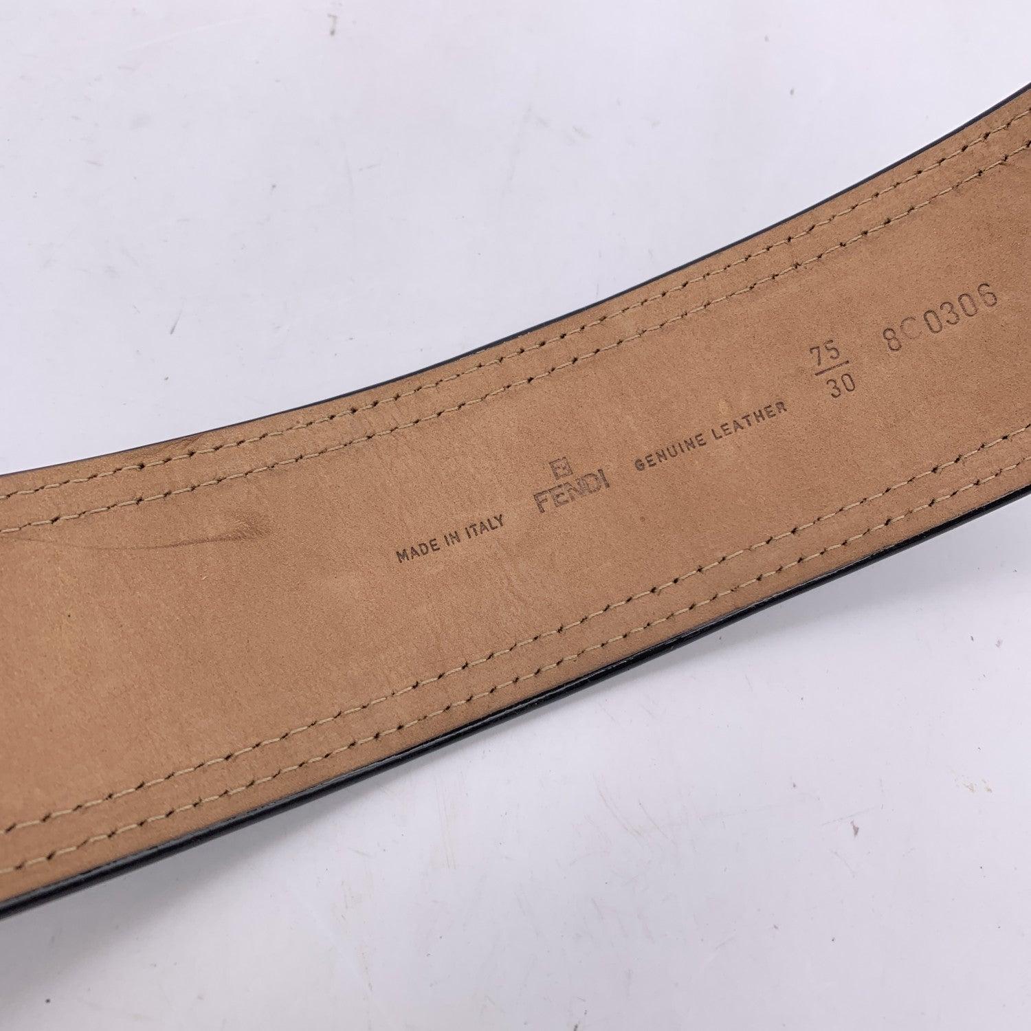Women's Fendi Black Leather B Buckle Wide Belt Patent Leather Size 75/30