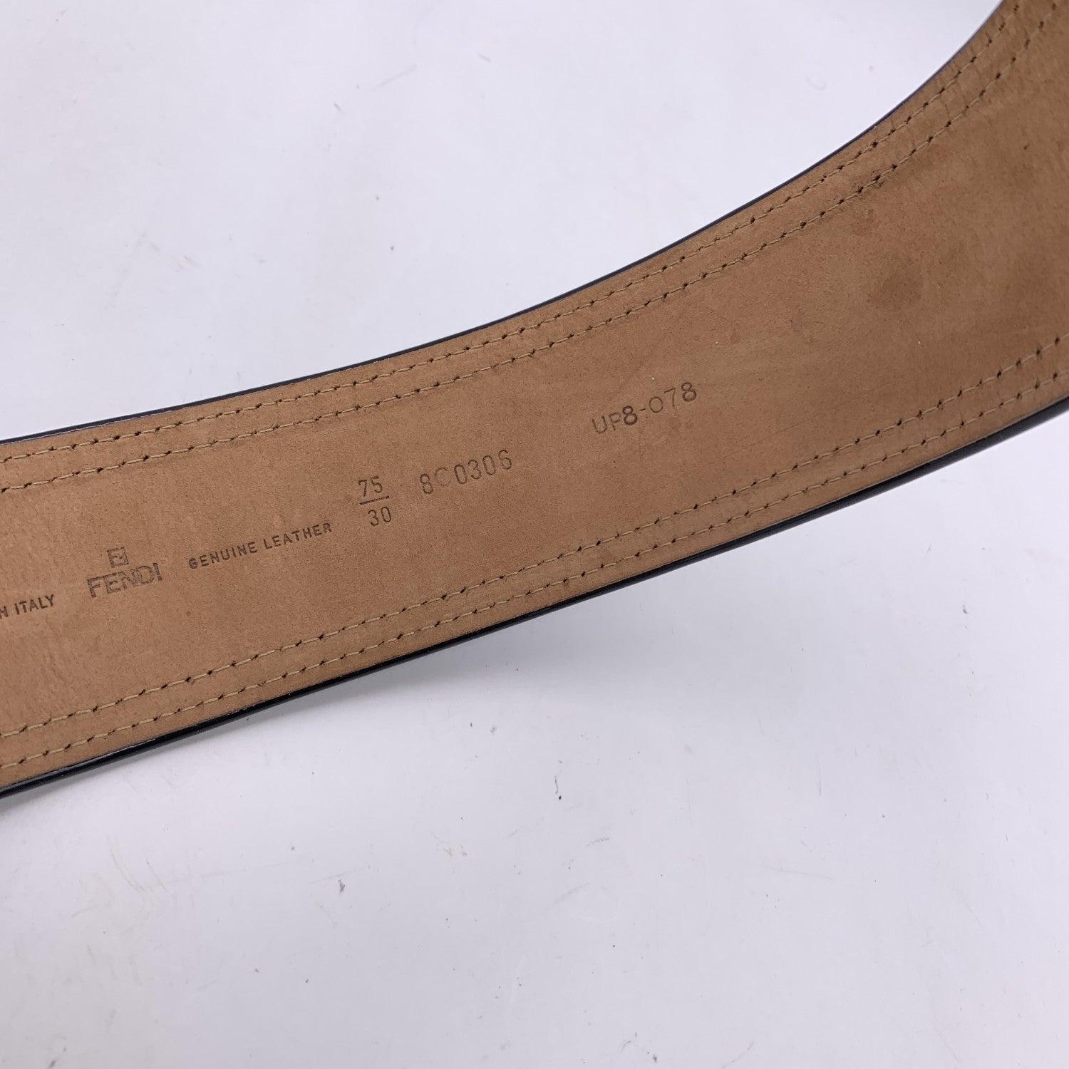 Fendi Black Leather B Buckle Wide Belt Patent Leather Size 75/30 2