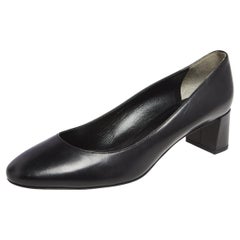 Fendi Black Leather Block Heel Pumps Size 39.5