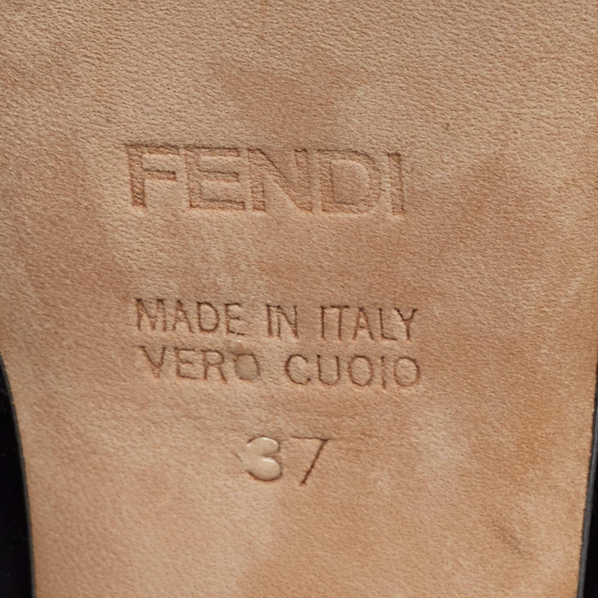 Fendi Black Leather Bow Fendista Slingback Pumps Size 37 4