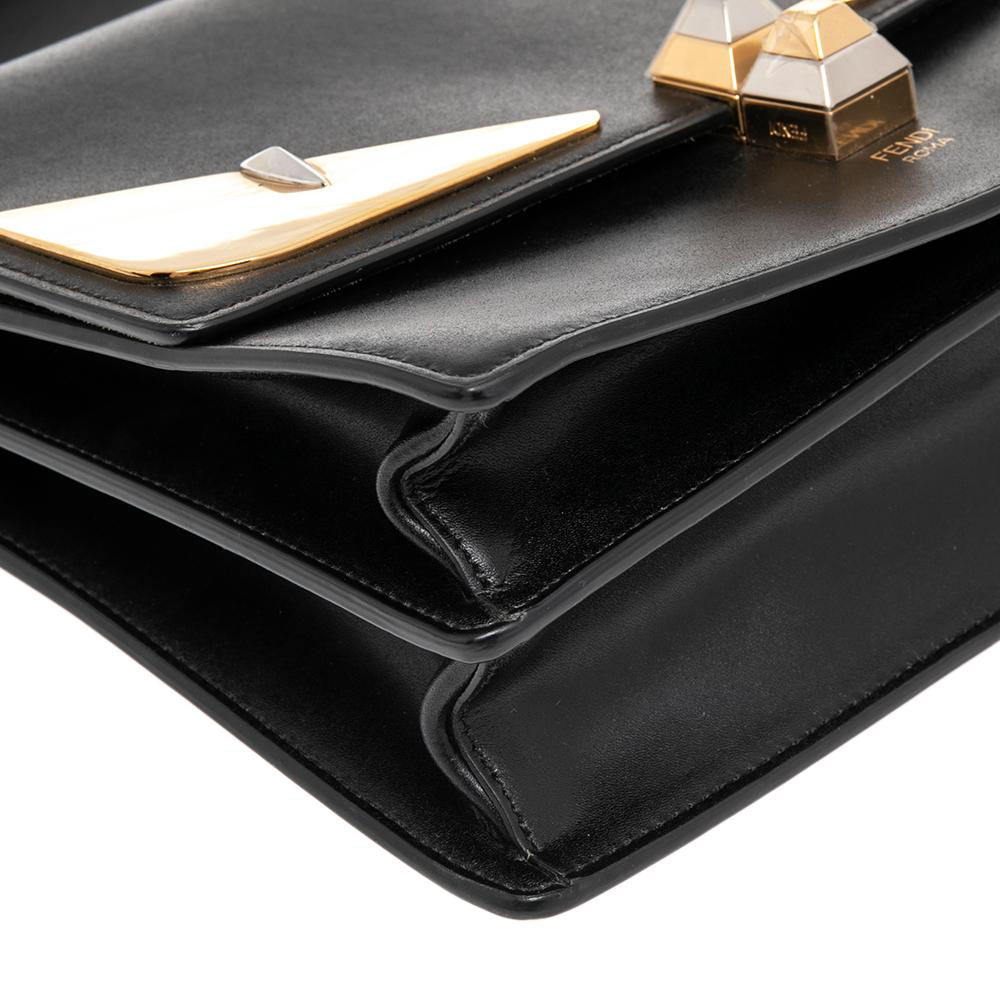 Fendi Black Leather Bugs Kan I Top Handle Bag In Good Condition In Dubai, Al Qouz 2