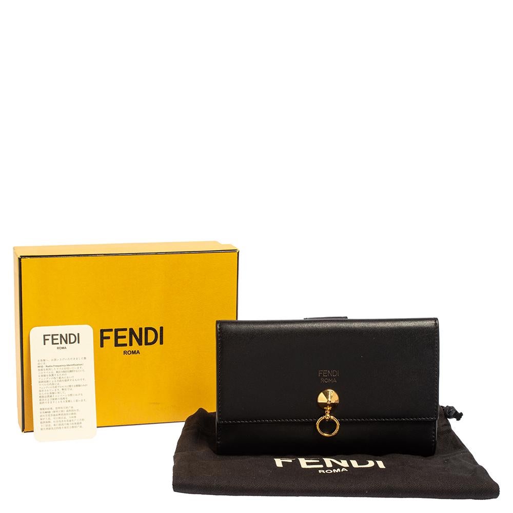 Fendi Black Leather By The Way Continental Wallet 10