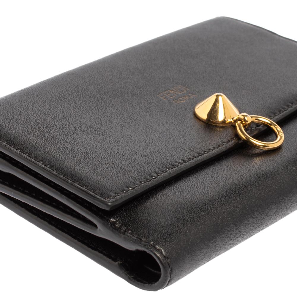 Fendi Black Leather By The Way Continental Wallet 11