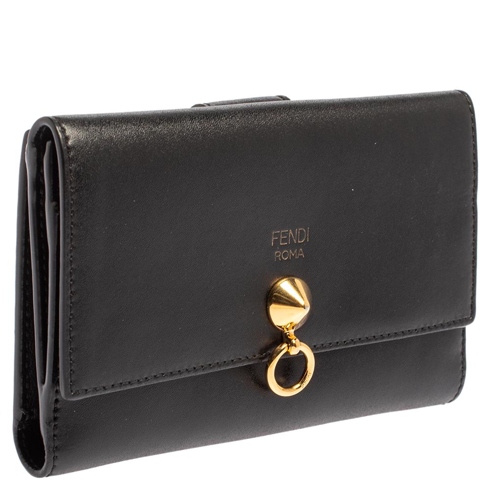Fendi Black Leather By The Way Continental Wallet For Sale at 1stDibs
