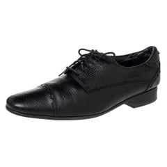 Fendi Black Leather Cap Toe Lace Up Oxford Size 42.5