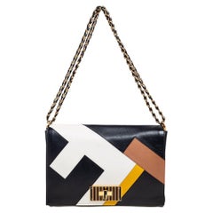 Fendi Black Leather Claudia Chain Shoulder Bag