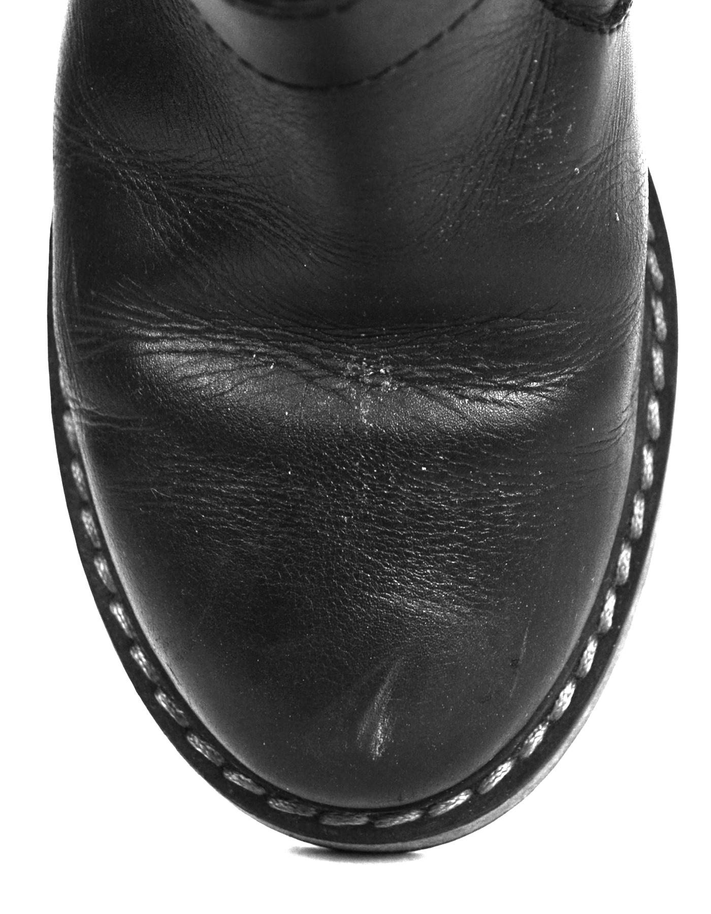 Fendi Black Leather Concealed Wedge Boot sz 38.5 6