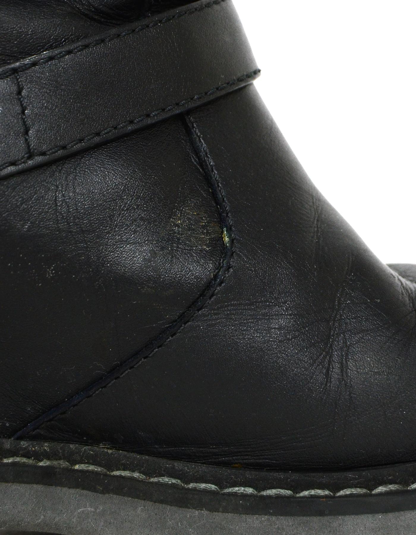Fendi Black Leather Concealed Wedge Boot sz 38.5 2