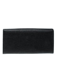 Fendi Black Leather Crayons Continental Wallet