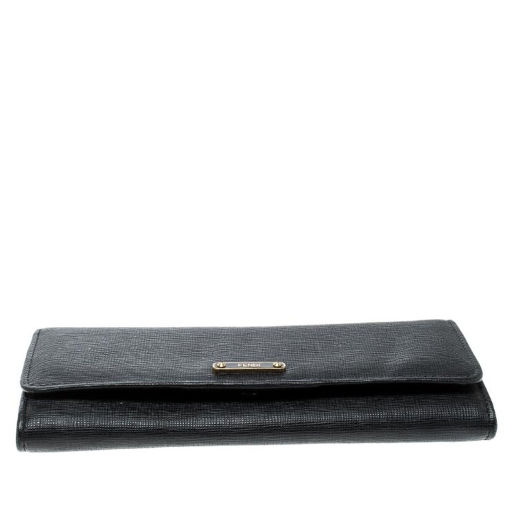 Fendi Black Leather Crayons Continental Wallet at 1stDibs