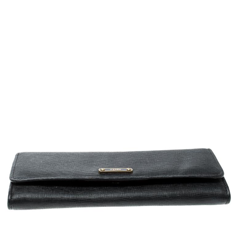 Fendi Black Leather Crayons Continental Wallet 1
