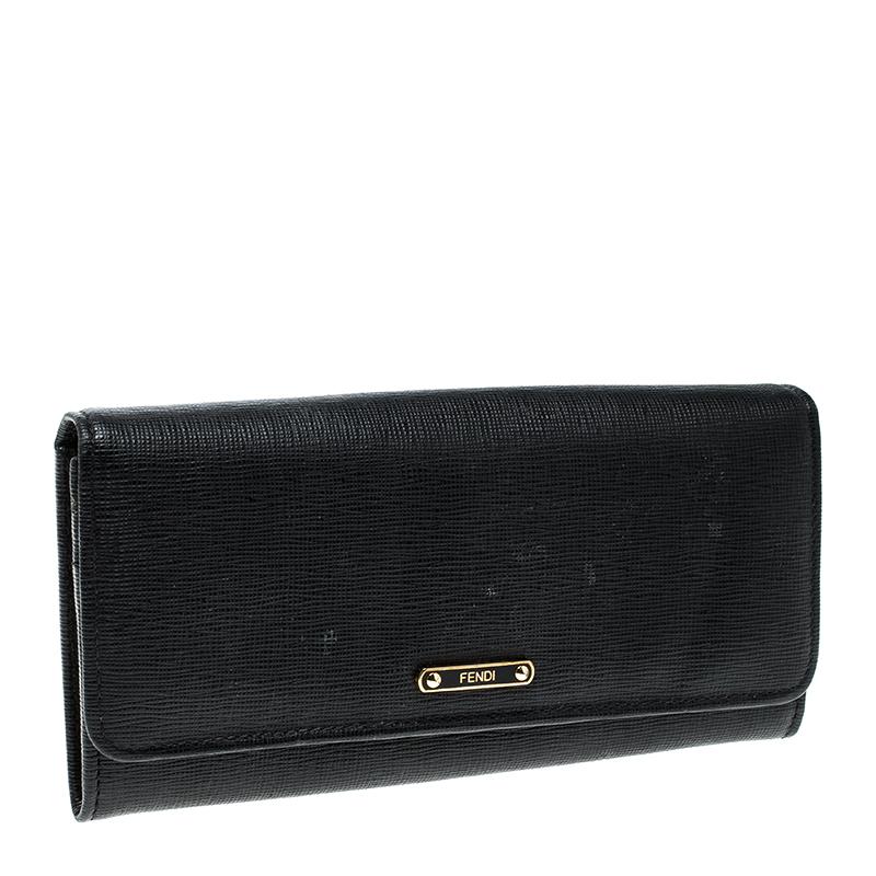 Fendi Black Leather Crayons Continental Wallet 5
