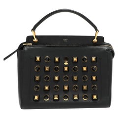 Fendi Black Leather Dotcom Top Handle Bag