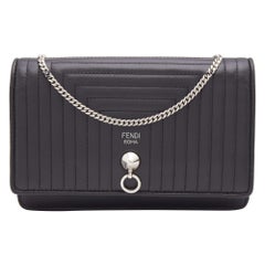 Fendi Black Leather Dotcom Wallet on Chain