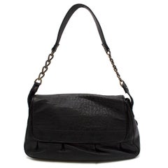 Fendi Black Leather Double-buckle Medium Baguette