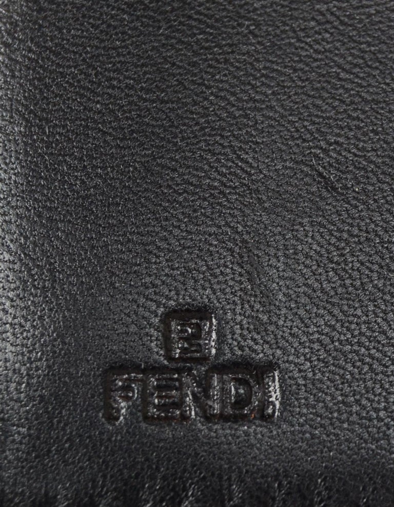 Fendi Black Leather Embossed Monogram Wallet on a Chain Crossbody Bag ...