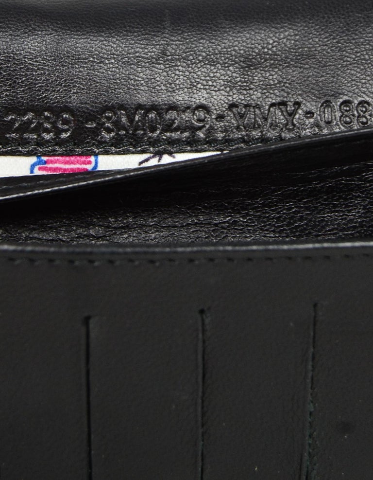 Fendi Black Leather Embossed Monogram Wallet on a Chain Crossbody Bag