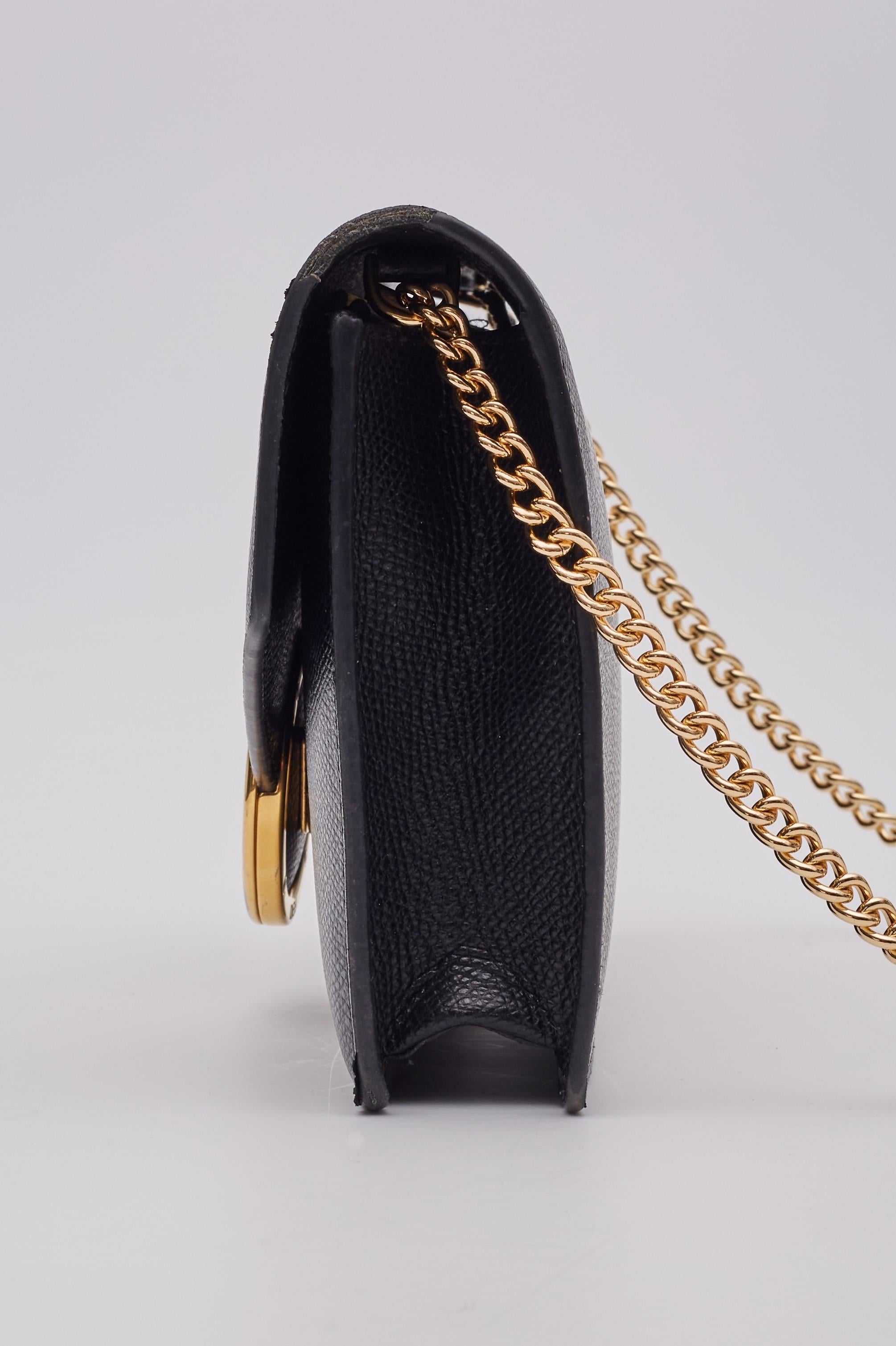 Fendi Black Leather F Logo Wallet On Chain Bag For Sale 1
