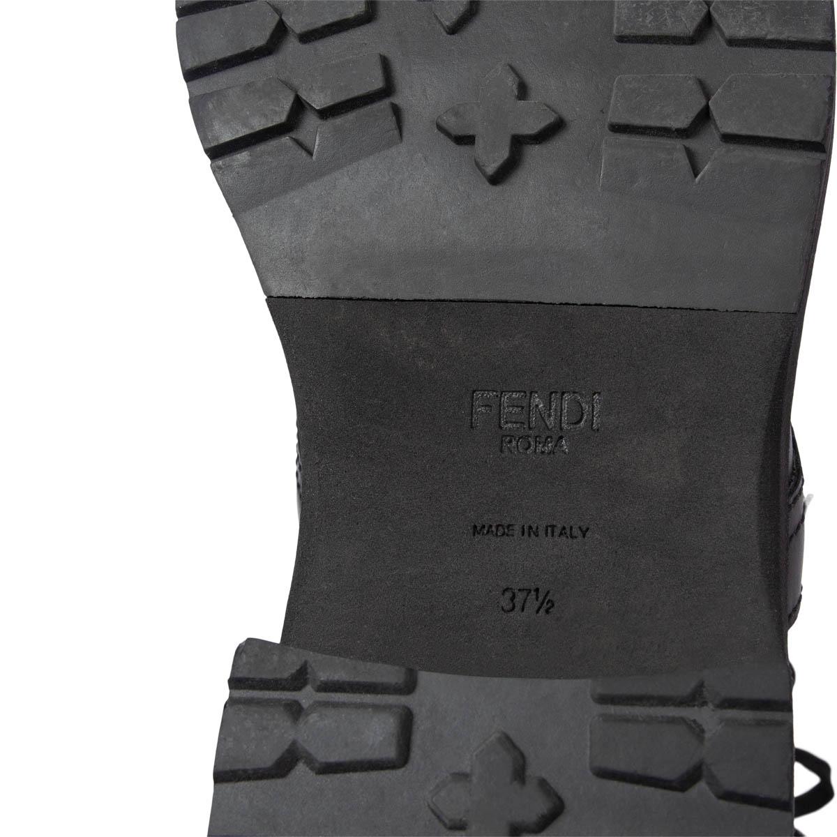 Women's FENDI black leather & fabric ROCKOKO Combat Biker Boots Shoes 37.5