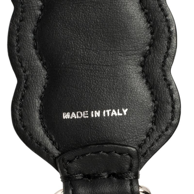 Fendi Black Leather Faux Pearl Embellished Strap You Bag Strap 1