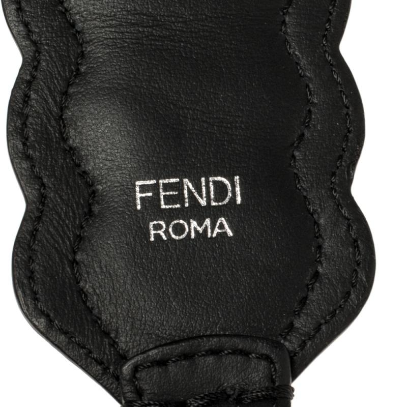 Fendi Black Leather Faux Pearl Embellished Strap You Bag Strap 2
