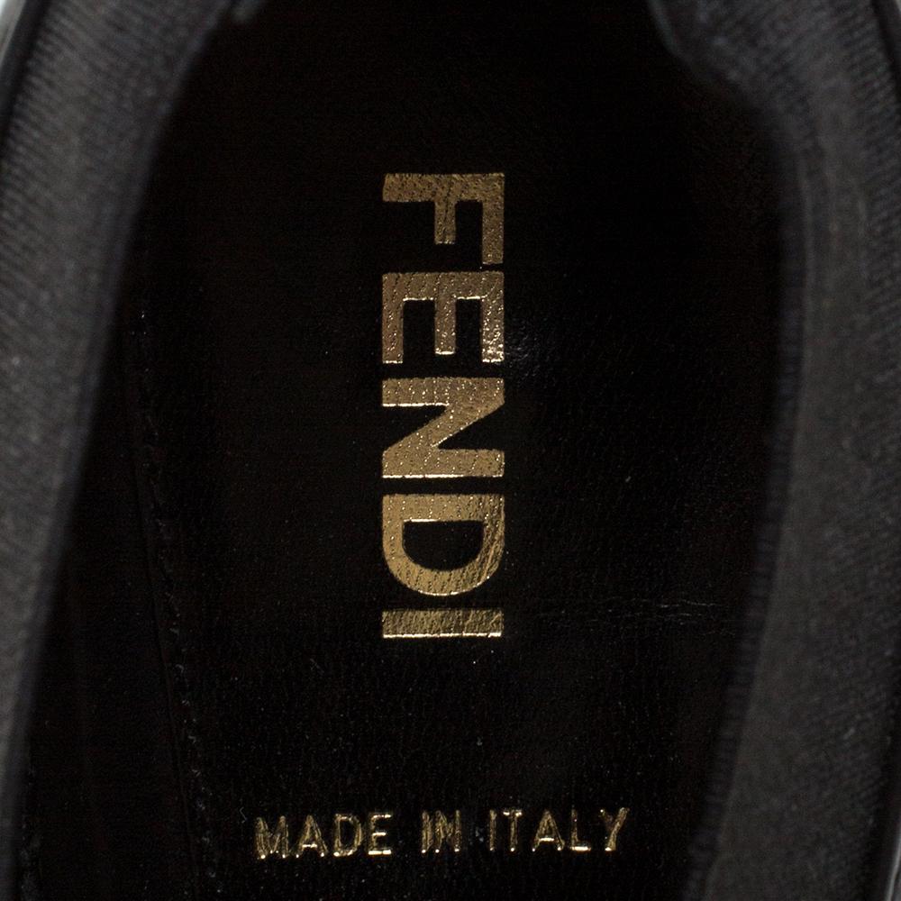 Women's Fendi Black Leather Faux-wrap Fendista Platform Ankle Booties Size 37
