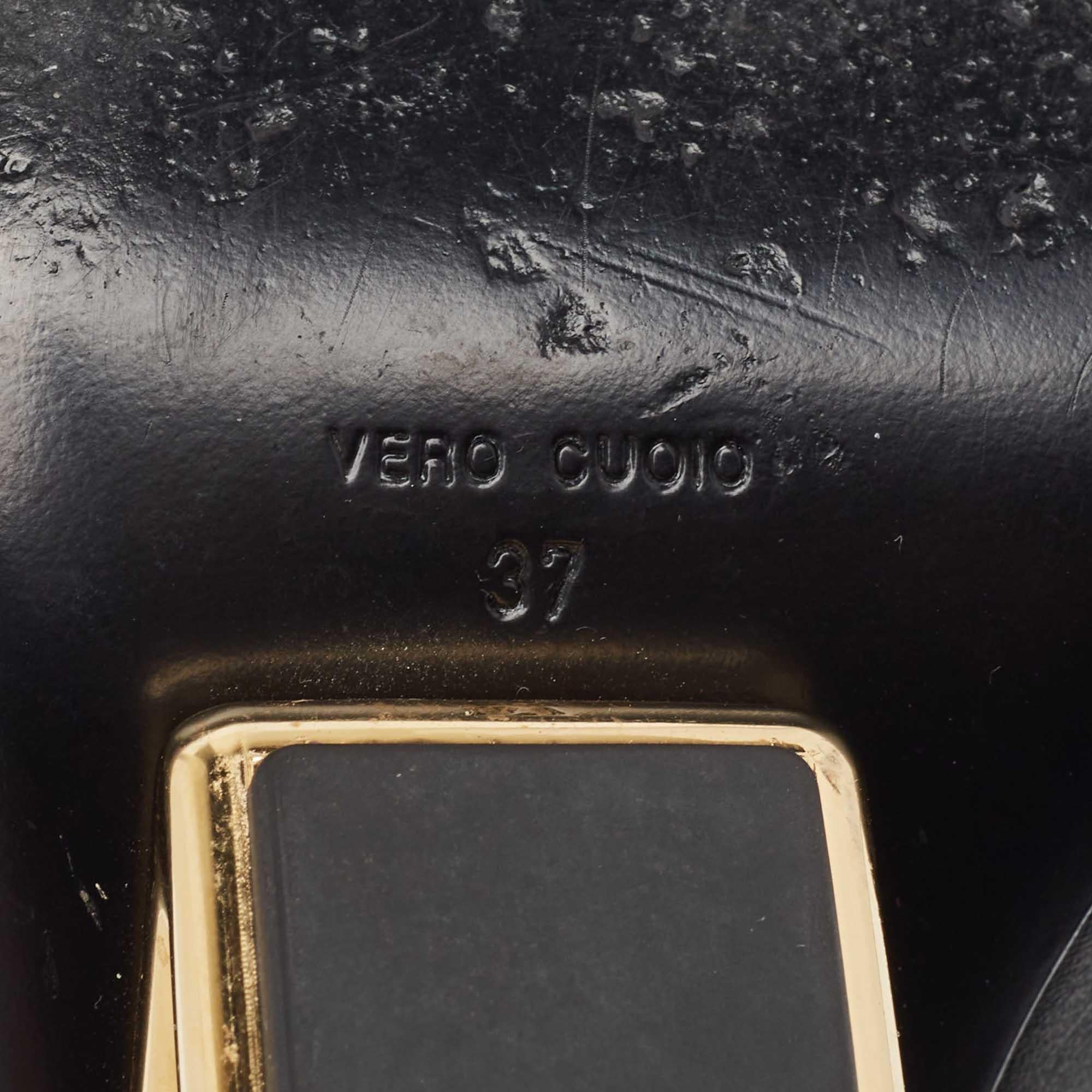 Fendi Black Leather Fendi First Slide Sandals Size 37 For Sale 4