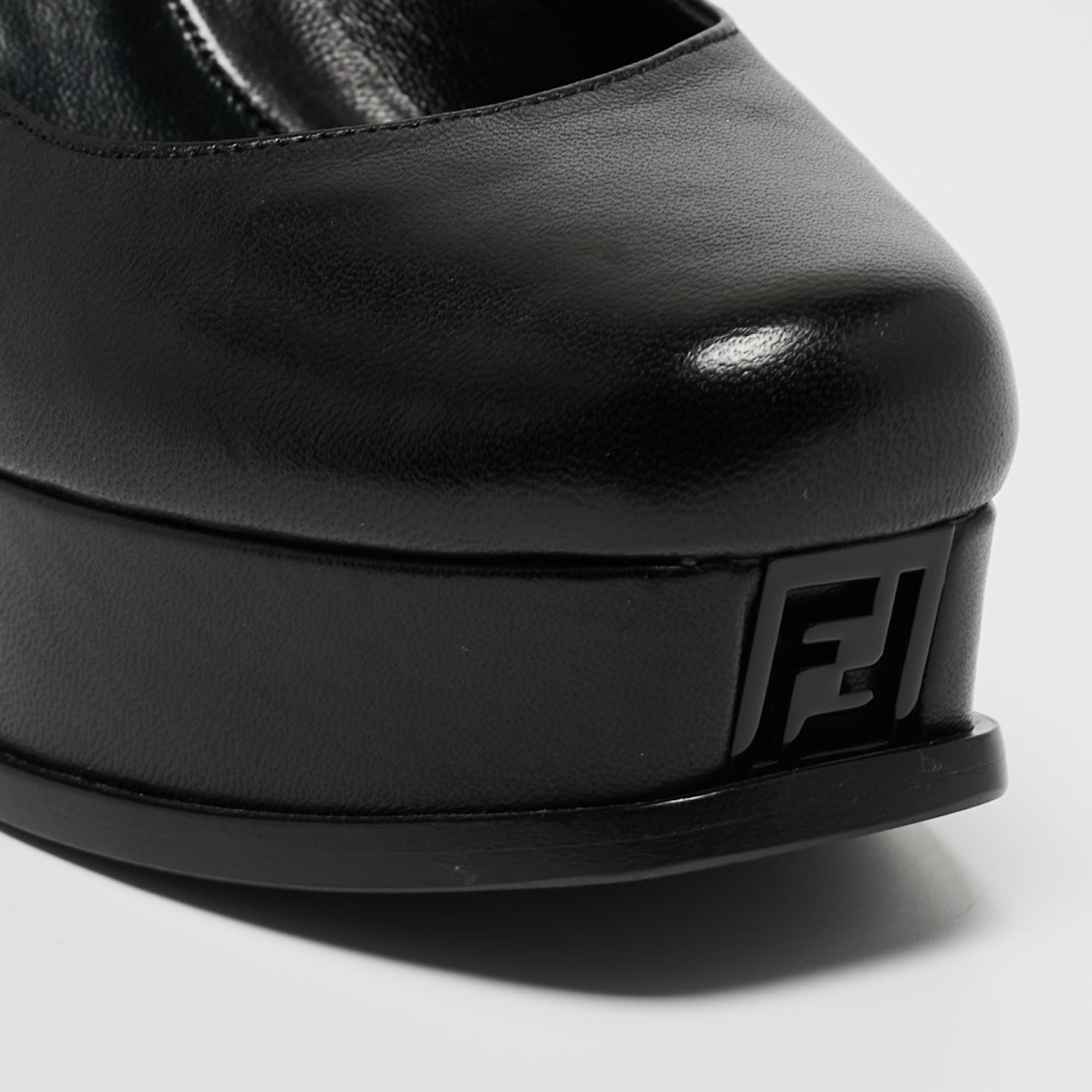 Fendi Black Leather Fendista Platform Pumps Size 37 4