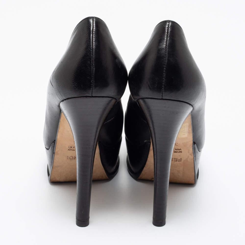 Fendi Black Leather Fendista Platform Pumps Size 37.5 1