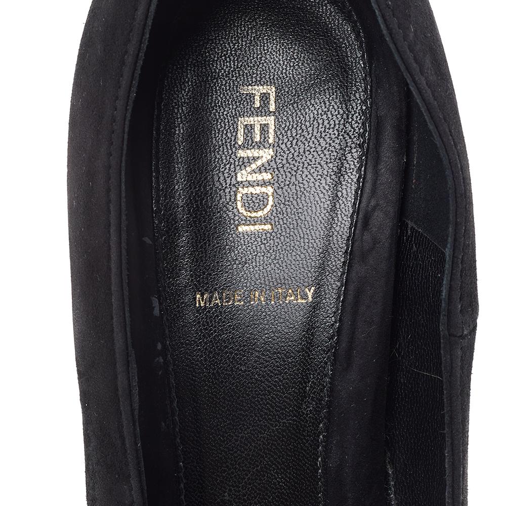 Fendi Black Leather Fendista Platform Pumps Size 40 For Sale 1