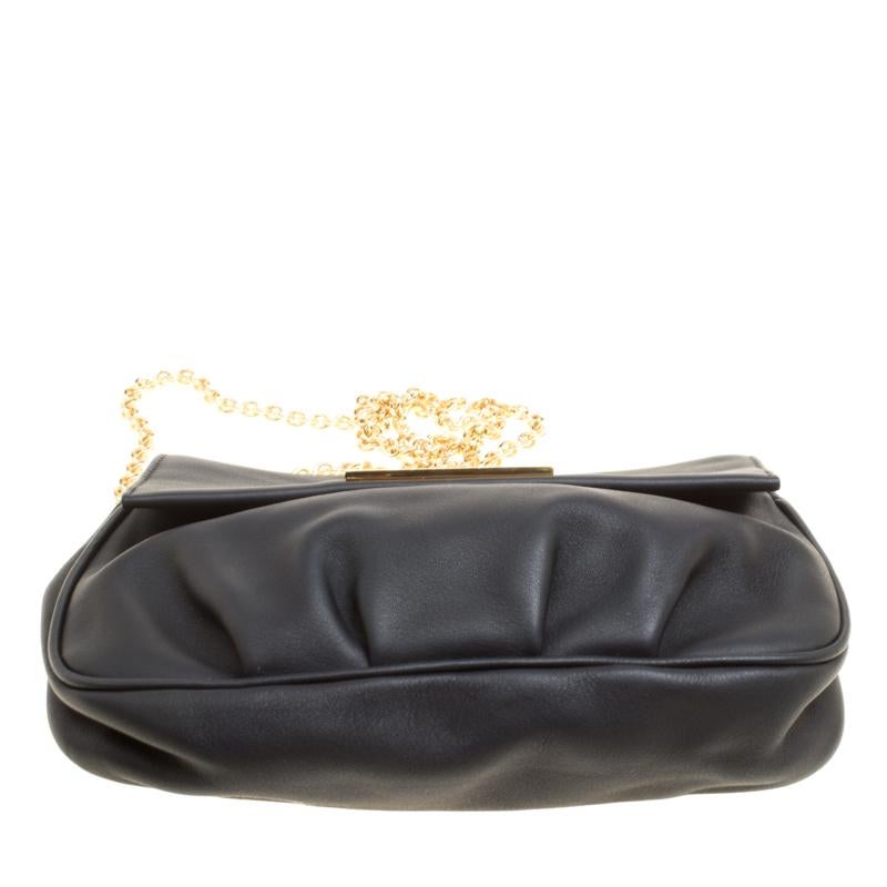 Fendi Black Leather Fendista Pochette Crossbody Bag 5
