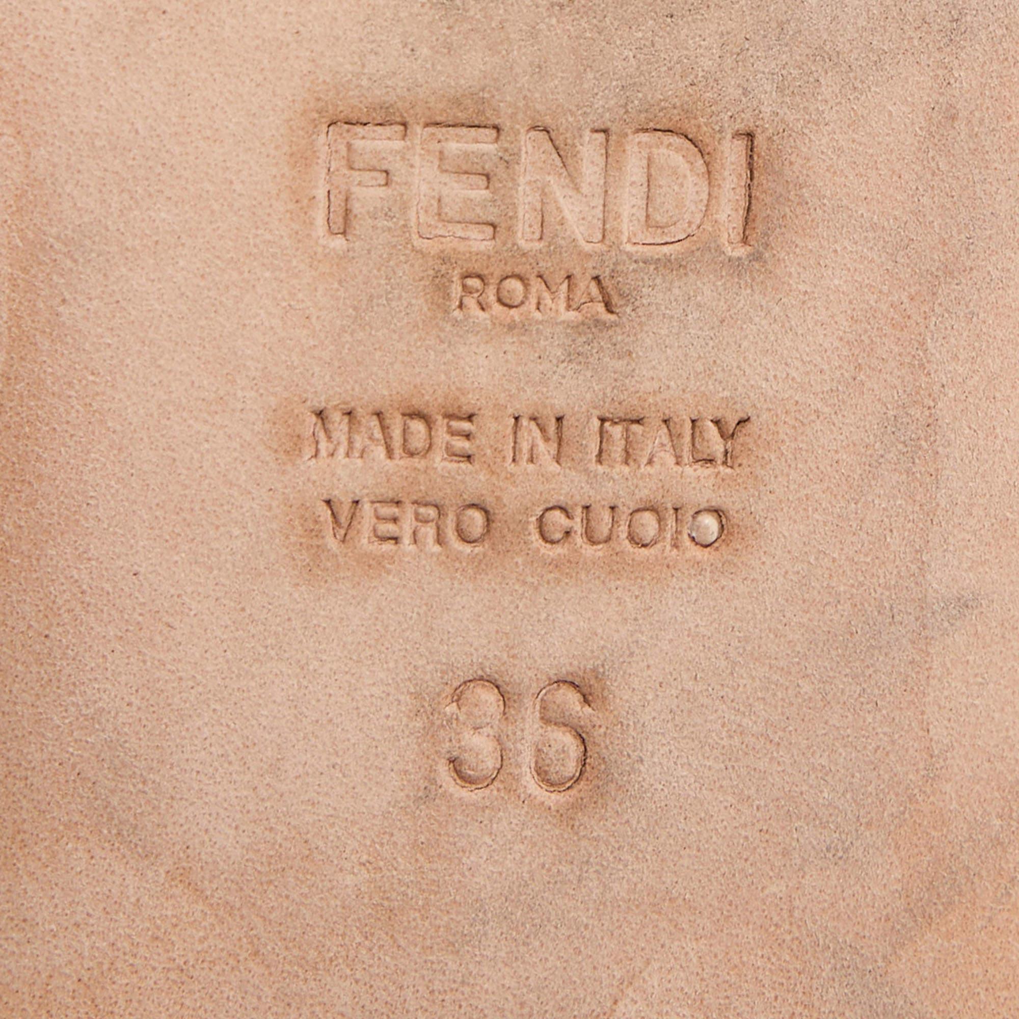 Fendi Black Leather FF Motif Slip On Sandals Size 36 4