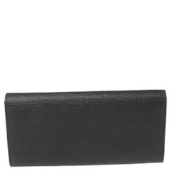 Fendi Black Leather Flap Continental Wallet