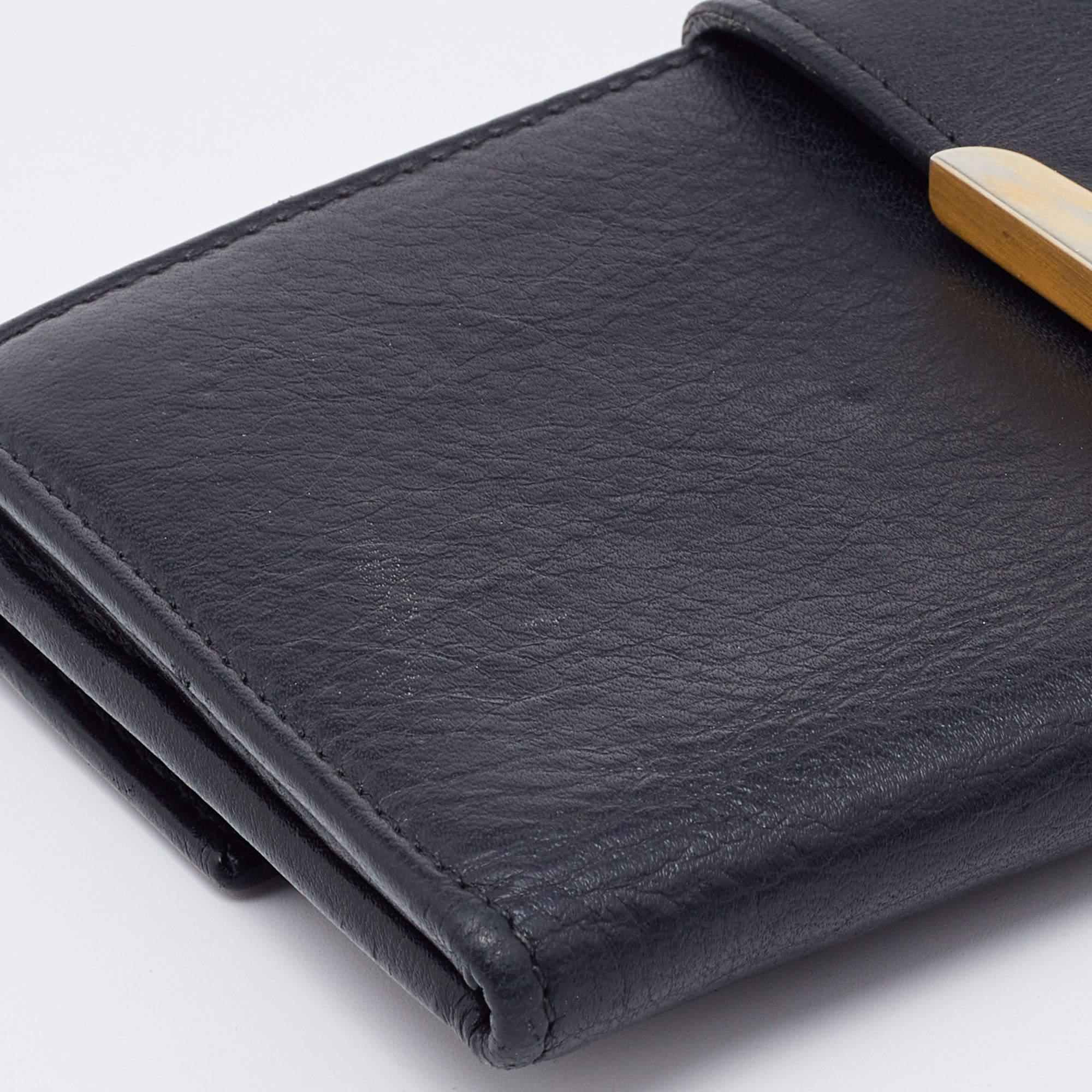 Fendi Black Leather Flap Continental Wallet For Sale 4