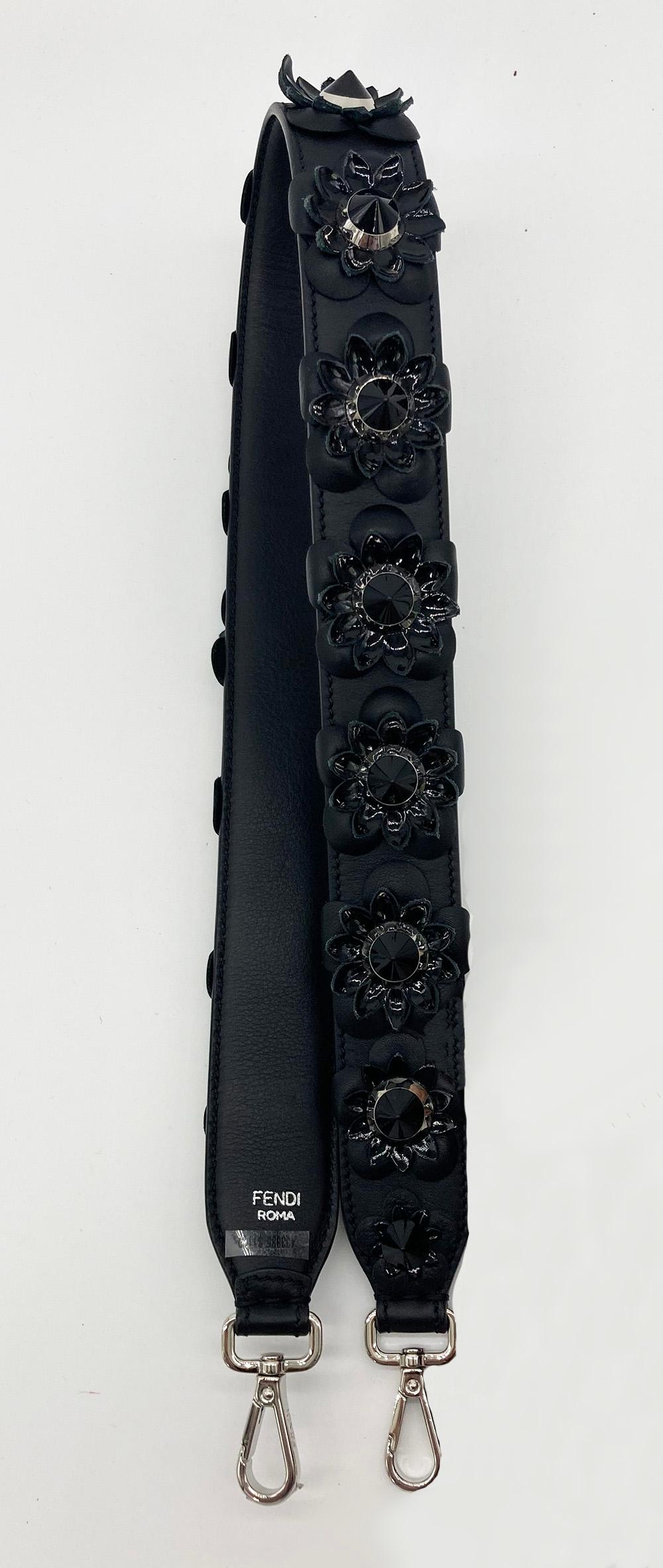 Fendi Black Leather Flowerland Strap  5