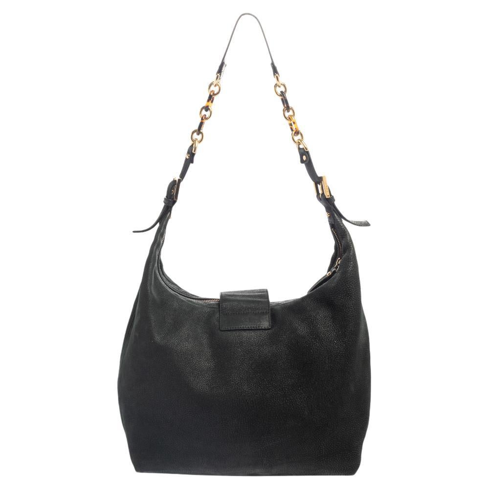 Fendi Black Leather Forever Borsa Hobo at 1stDibs