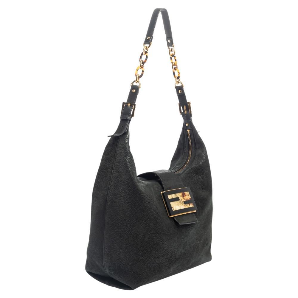 Women's Fendi Black Leather Forever Borsa Hobo