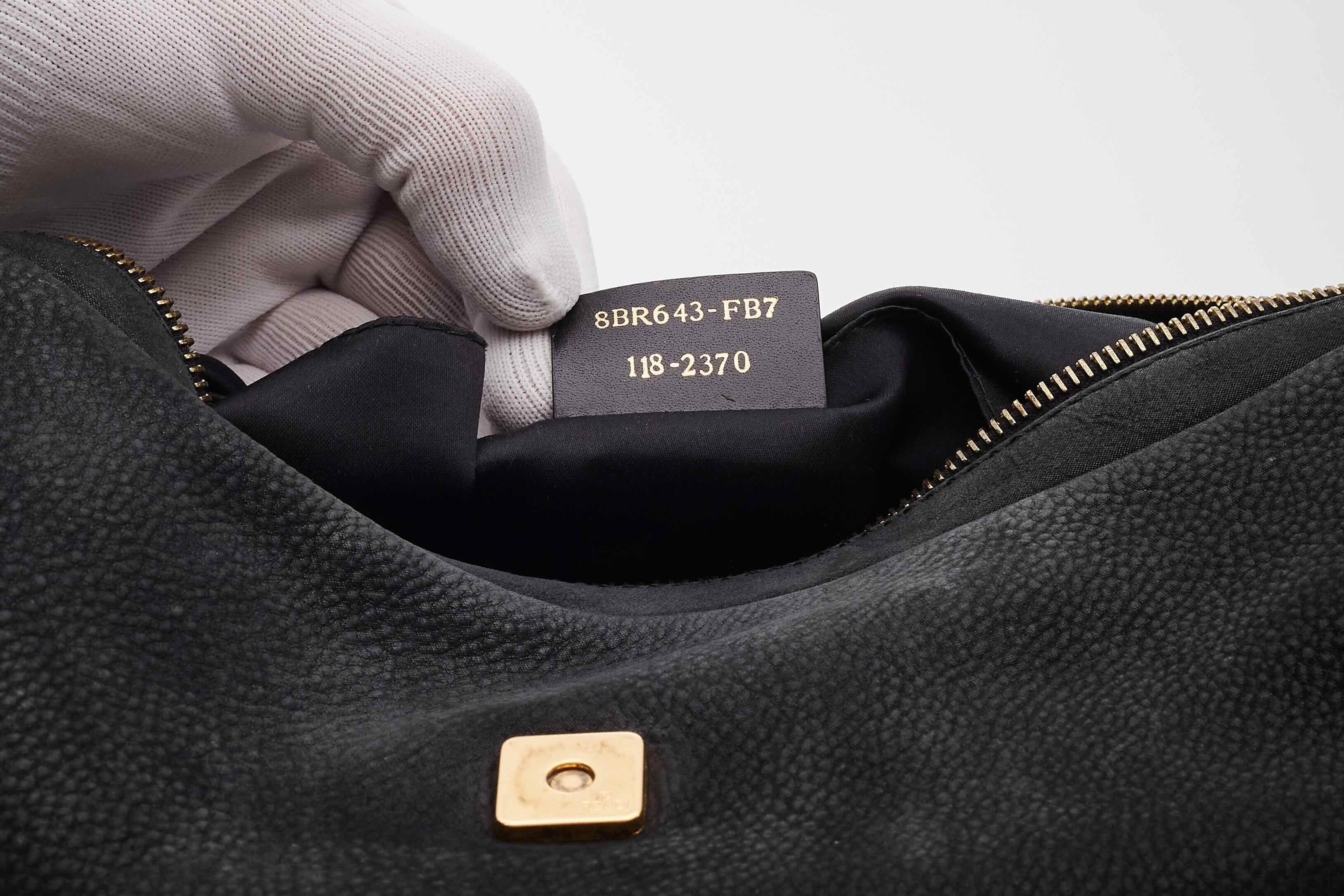 Fendi Black Leather Forever Mama Shoulder Bag Large For Sale 7