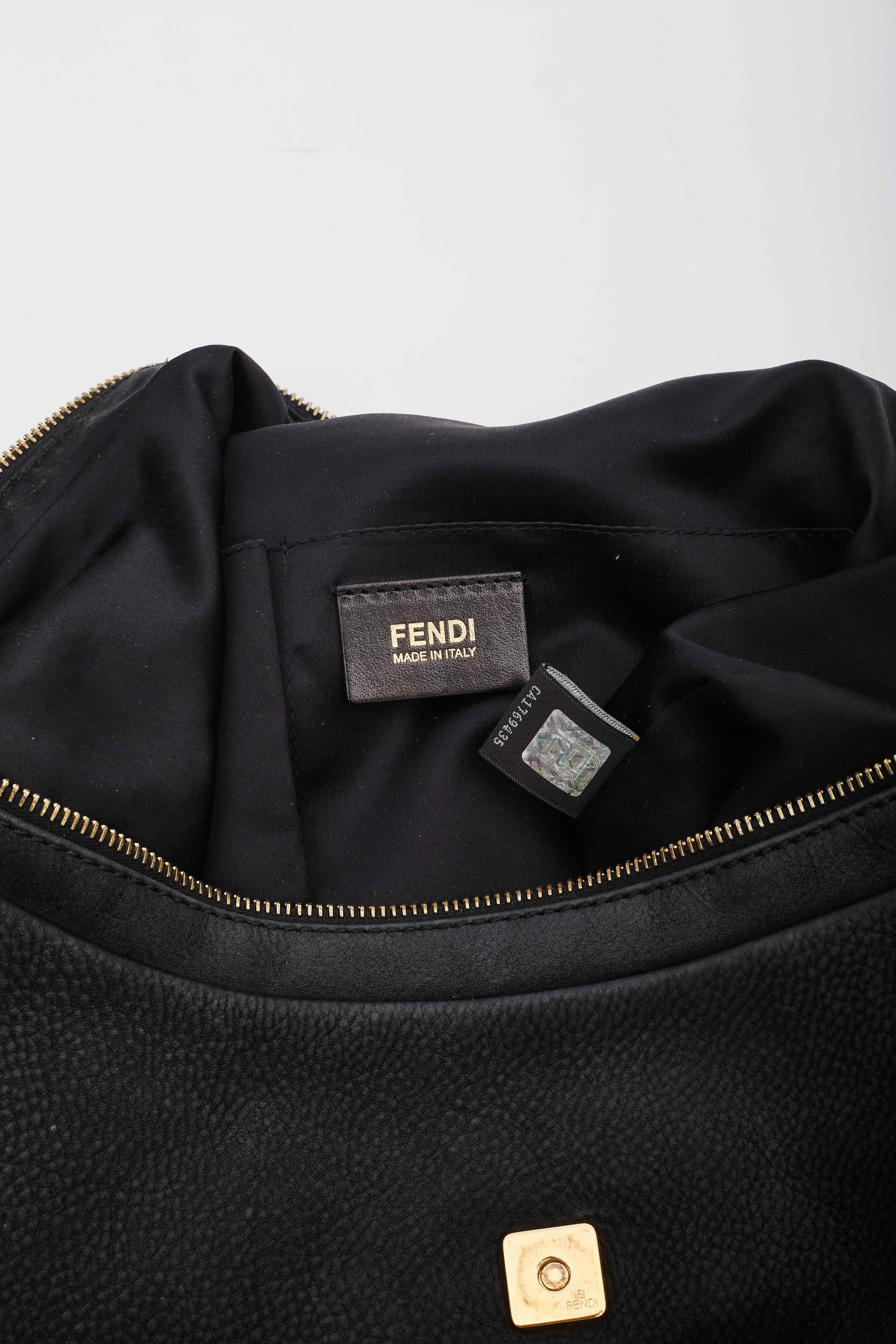 Fendi Black Leather Forever Mama Shoulder Bag Large For Sale 8