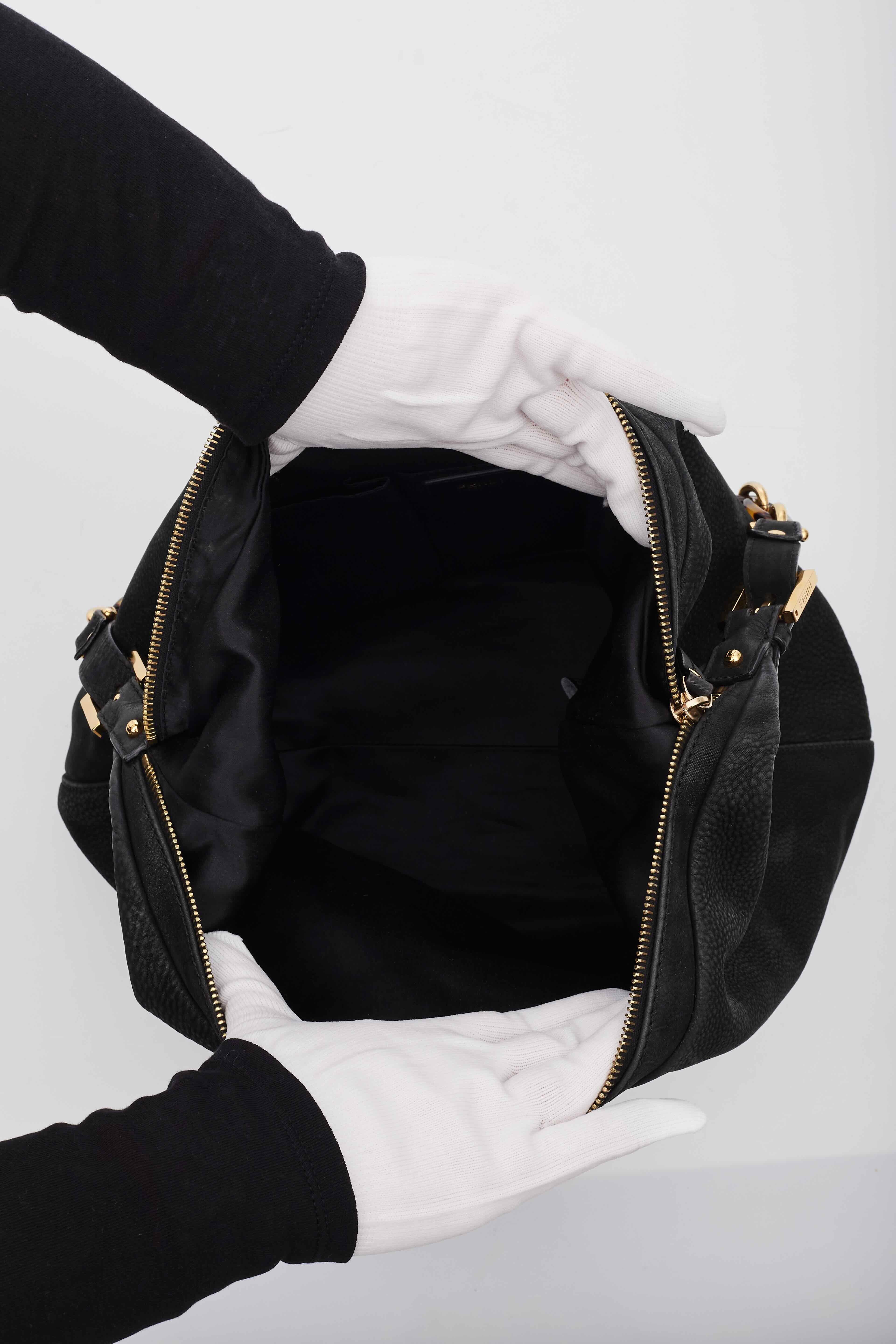 Fendi Black Leather Forever Mama Shoulder Bag Large For Sale 4