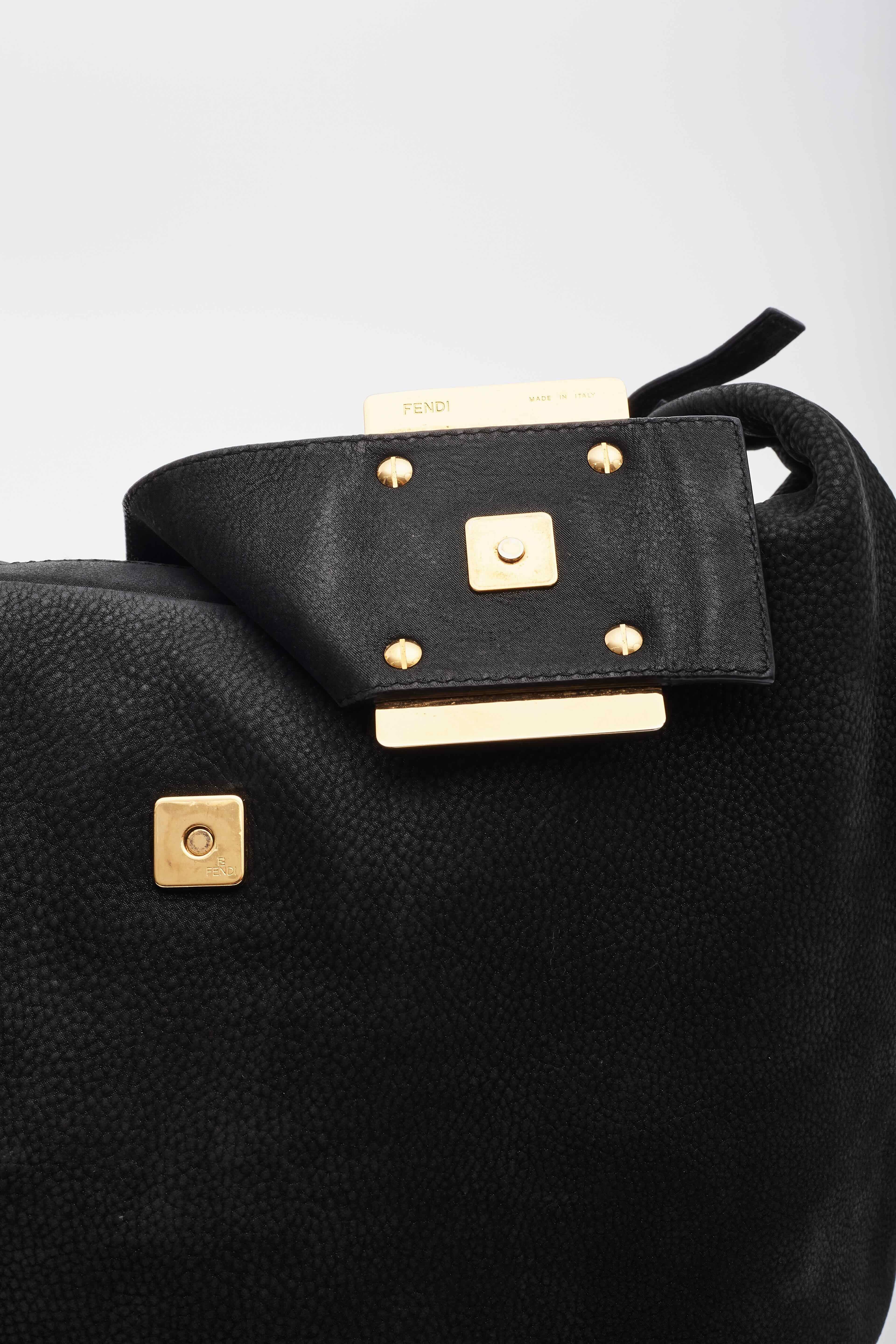 Fendi Black Leather Forever Mama Shoulder Bag Large For Sale 5