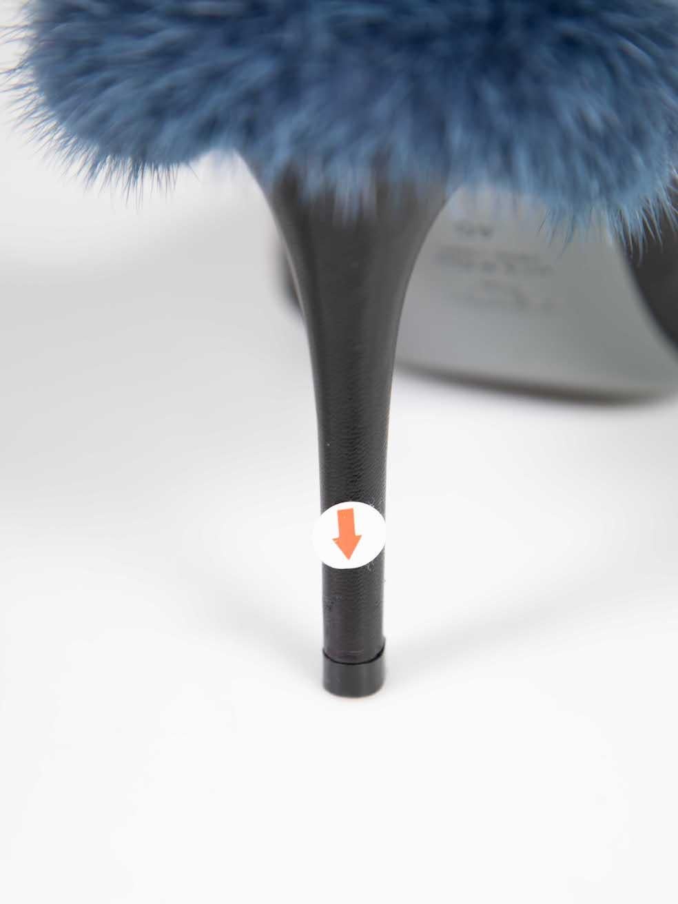 Fendi Black Leather Fur Trimmed Pointed Toe Heels Size IT 40 1