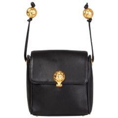 FENDI black leather GOLD BALLS MINI Flap Crossbody Bag Vintage